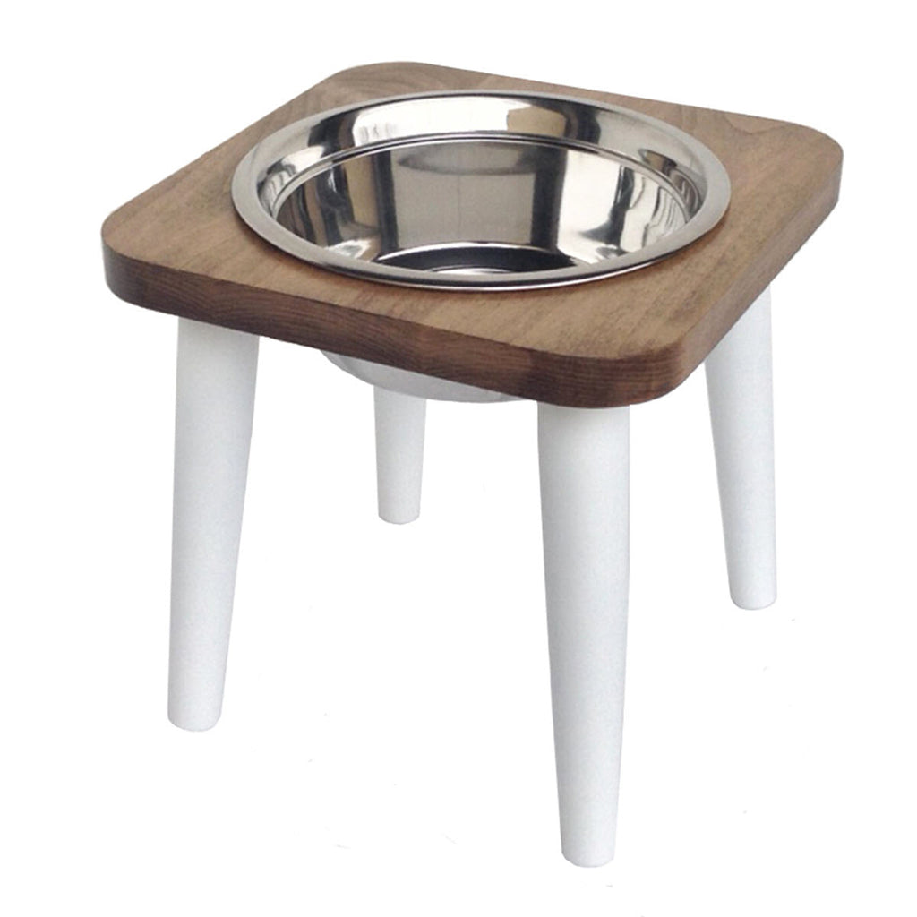 Southern Maple Single Diner - Modern Farmhouse Style, Hardwood Stand Elevated Dog Bowl (6" / 12" Tall)