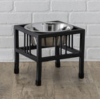 Baron Single Diner - Modern Mission Wrought Iron Stand w/ Single Elevated Dog Bowl (5.5" / 8" / 10"/ 18" Tall)
