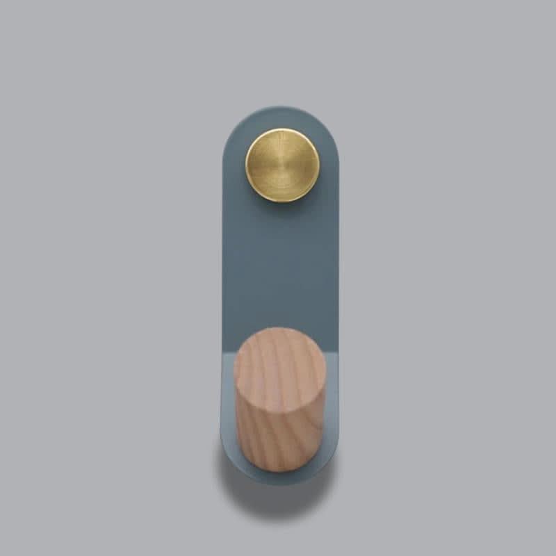 Scandinavian Pastel Wall Hook with Oak & Brass