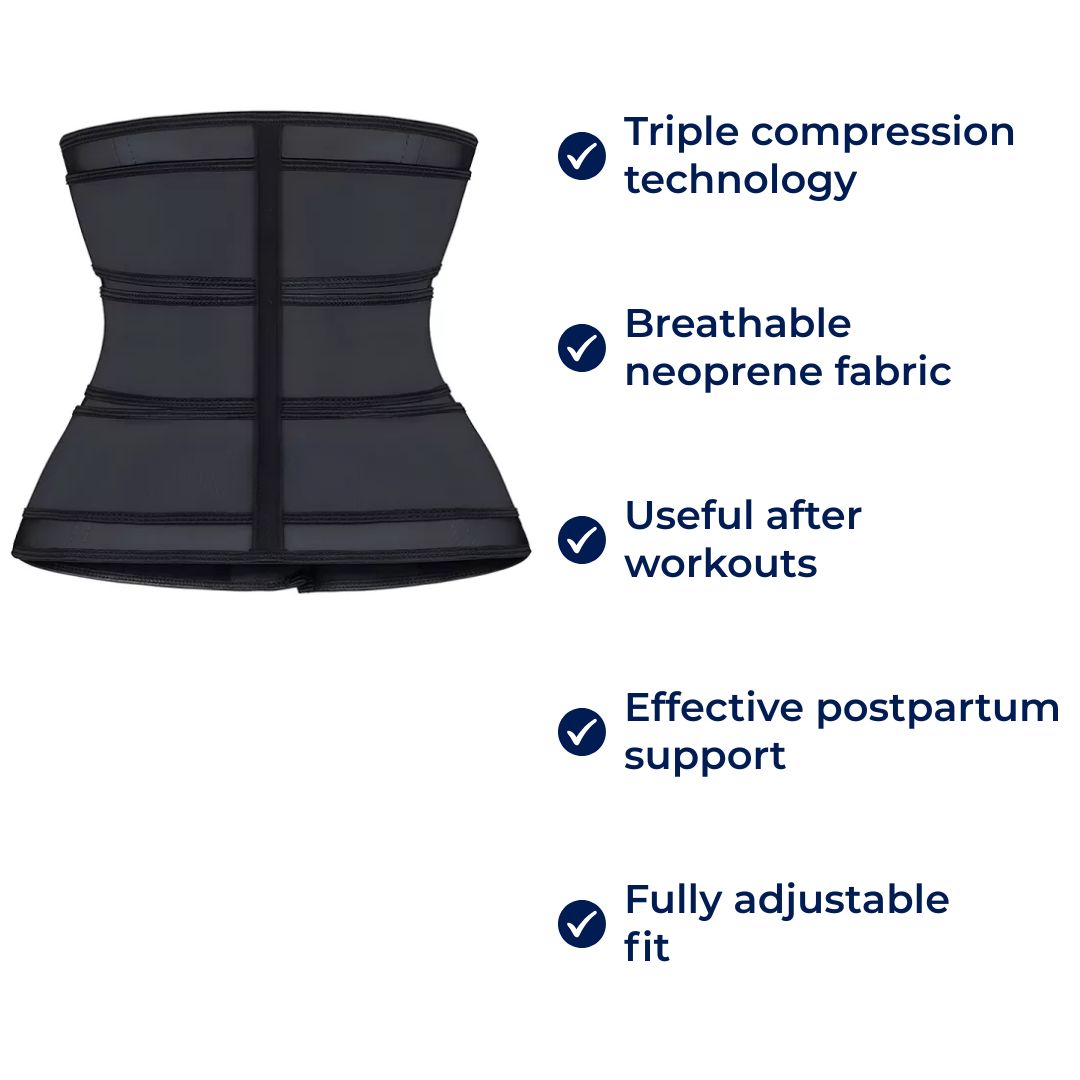 ThermoCore | Waist Trainer Belt – Triple Compression – Breathable Neoprene Fit – Post‑Workout & Postpartum Use Zevolim