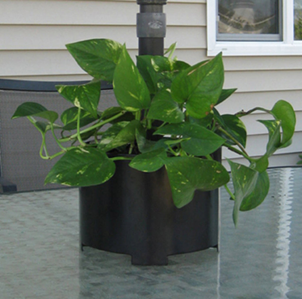 Picnic Tabletop Planter. Modern Umbrella Planter, Black Galvanized Steel 2 pc, Small - Large