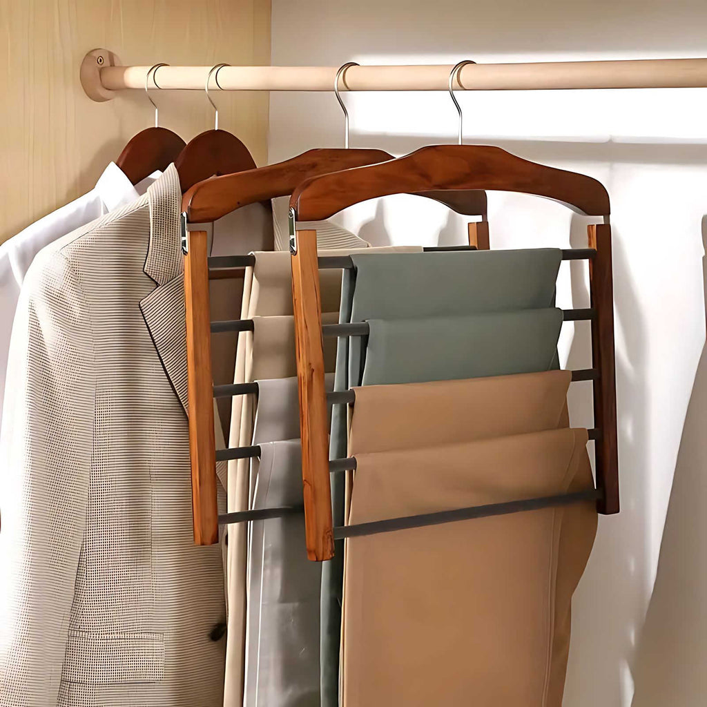Varden Multi-Tier Wardrobe Hanger – Space-Saving Wooden & Metal Clothes Organizer