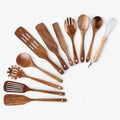 11-piece wooden kitchen utensil set for safe and scratch-free cooking
