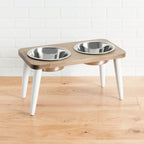 Southern Maple Double Diner - Modern Farmhouse Style, Hardwood Stand Elevated Dog Bowls (6" / 12" Tall)