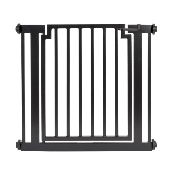 Libro Steel Outdoor Dog Gate w/ Door (28.5" - 61.5" Extra Wide) Modern 32" Tall Deck Gate, Easy Pressure Mounted (No Drill)