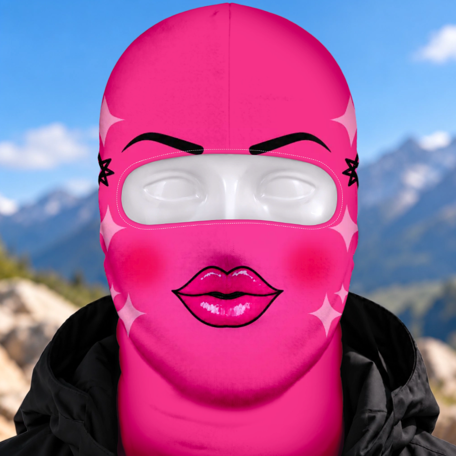 Custom Novelty Pink Bow Ski Mask, Funny Cute Ski Gift for Women Girls & Ski Lovers