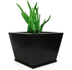 Zoid Planter - Architectural, Tapered Black Steel (16 Guage) w/ Tray (18.5" W x 18.5" L x 14" Tall)
