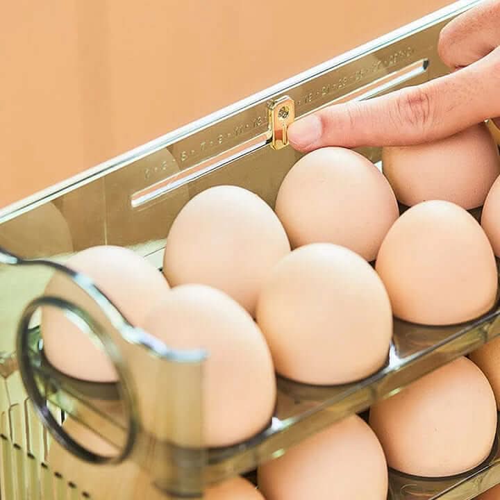 Clear Egg Organizer – Space-Saving Rolling Fridge Storage
