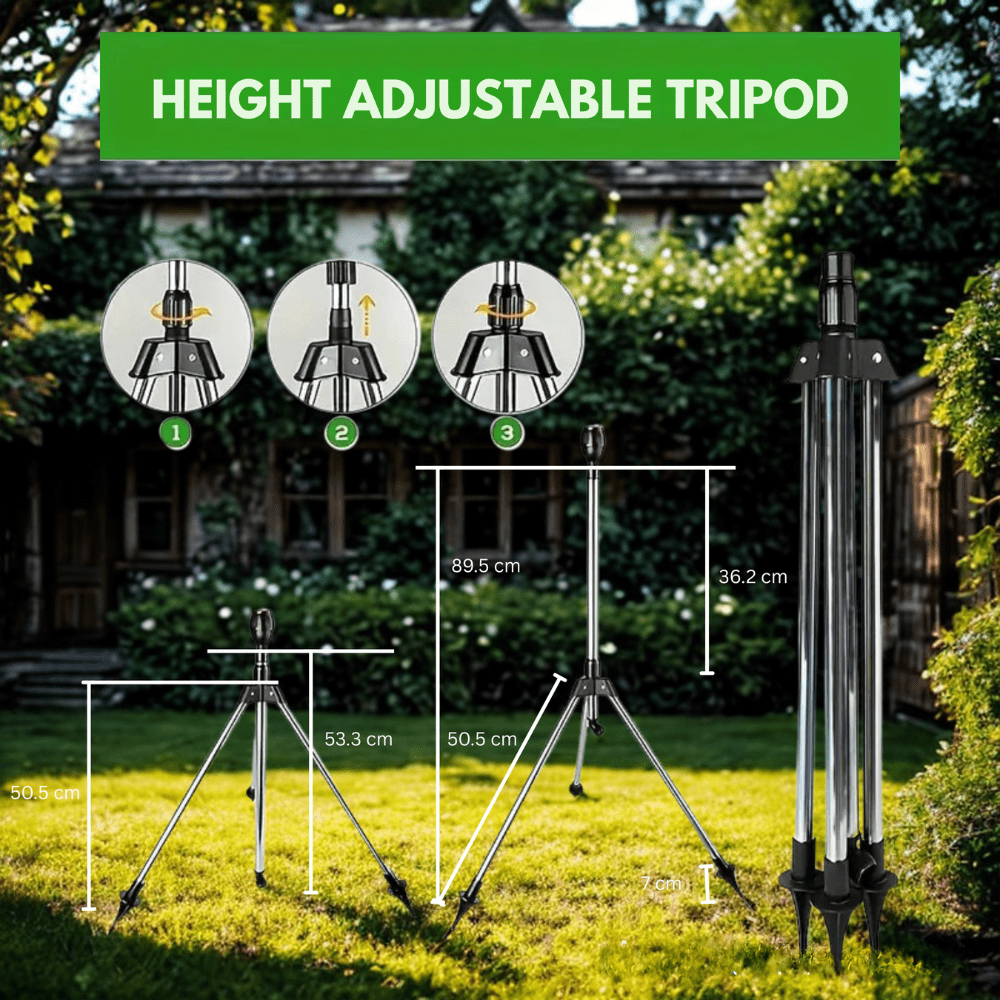 Zevolim| TurboSpray Adjustable 360° Garden Sprinkler – Stainless Steel Rotating Lawn Watering System