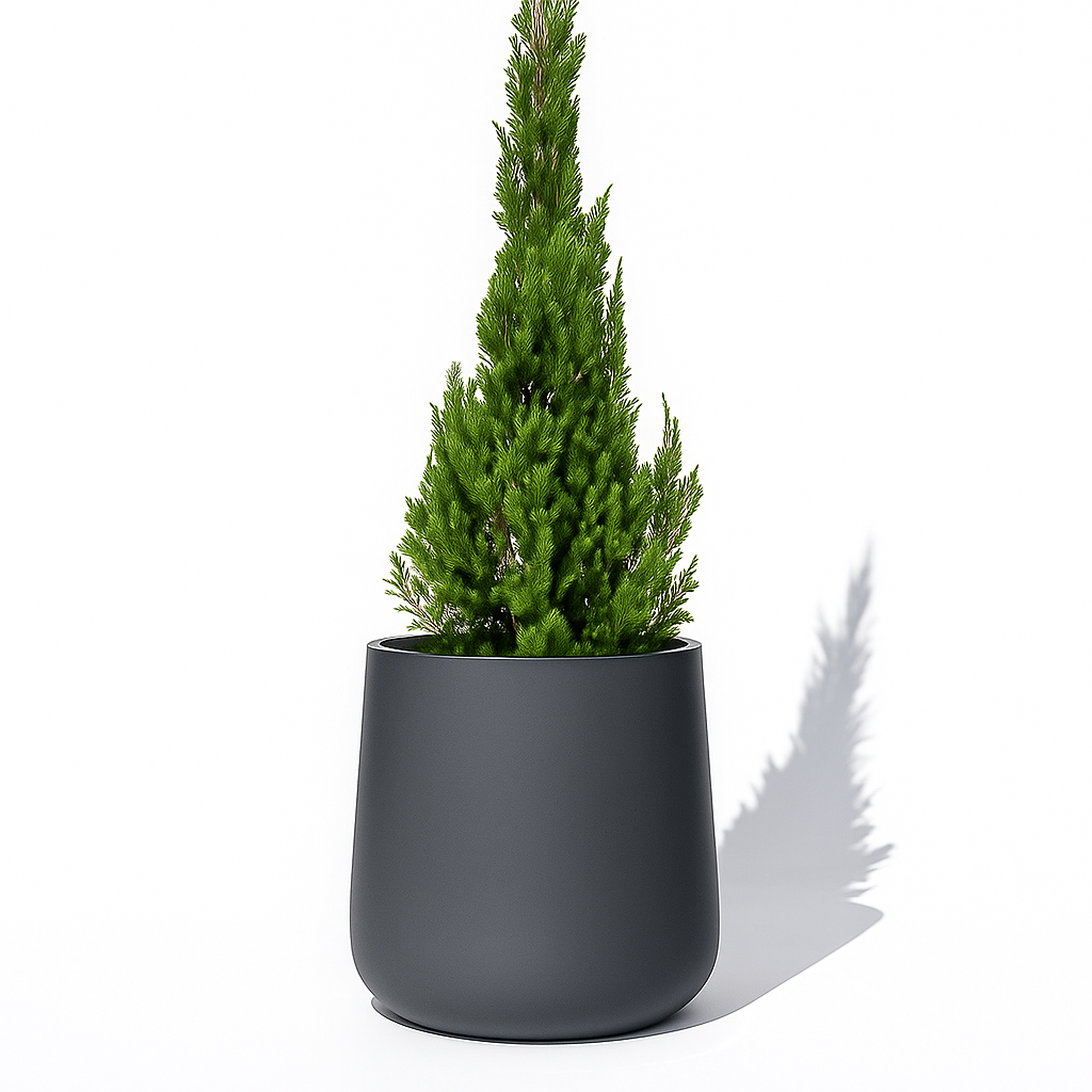 Ainslie Organic Modern Cylinder Planter - Tapered Matte Fiberglass - Outdoor / Indoor (9.5" / 13" / 16.5" Tall)
