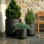 Ainslie Organic Modern Cylinder Planter - Tapered Matte Fiberglass - Outdoor / Indoor (9.5" / 13" / 16.5" Tall)