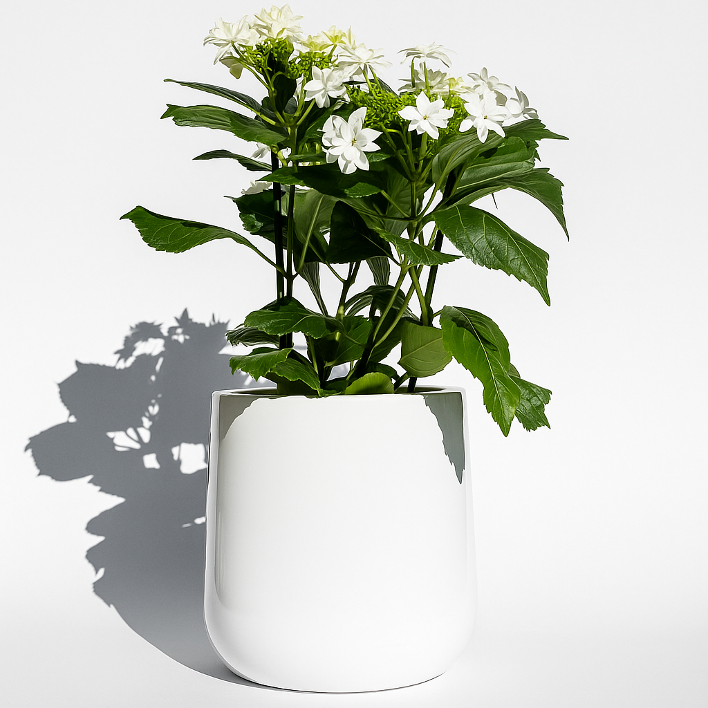 Ainslie Fiberglass Planter - Mid-Century Modern Glossy Bullet Pot, Outdoor / Indoor (10" / 13" / 16")