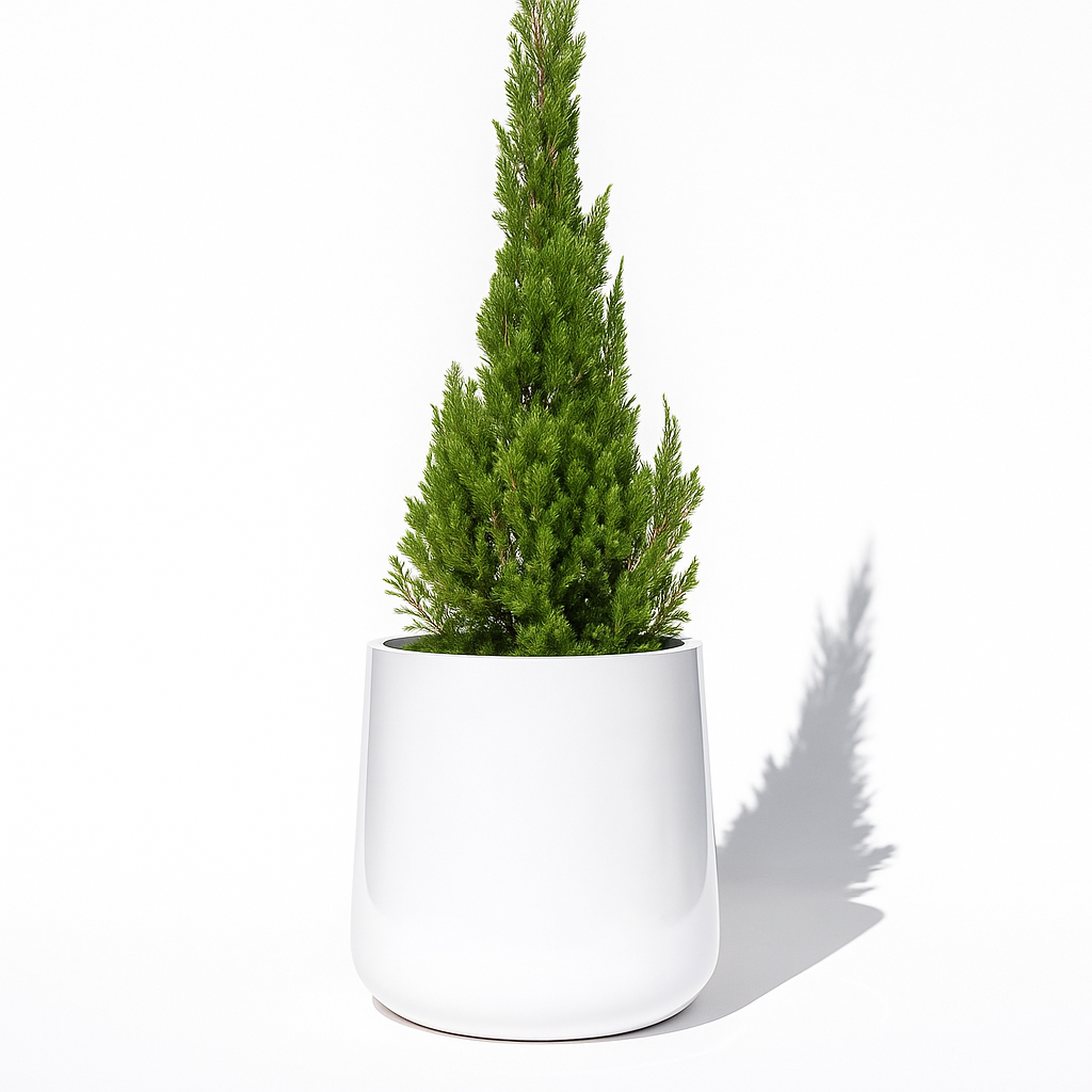 Ainslie Fiberglass Planter - Mid-Century Modern Glossy Bullet Pot, Outdoor / Indoor (10" / 13" / 16")