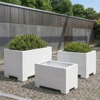 Alora Fiberglass Rectangle Planter - Long Block, Gloss White - Indoor / Outdoor (13"/ 19" / 24")