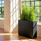 Aster Tall Span Planter - Heavy Duty Fiberglass w/ Steel - Plant Shelf - Indoor / Outdoor Divider  (38" L x 11" W x 29" H)