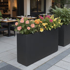 Aster Tall Span Planter - Heavy Duty Fiberglass w/ Steel - Plant Shelf - Indoor / Outdoor Divider  (38" L x 11" W x 29" H)