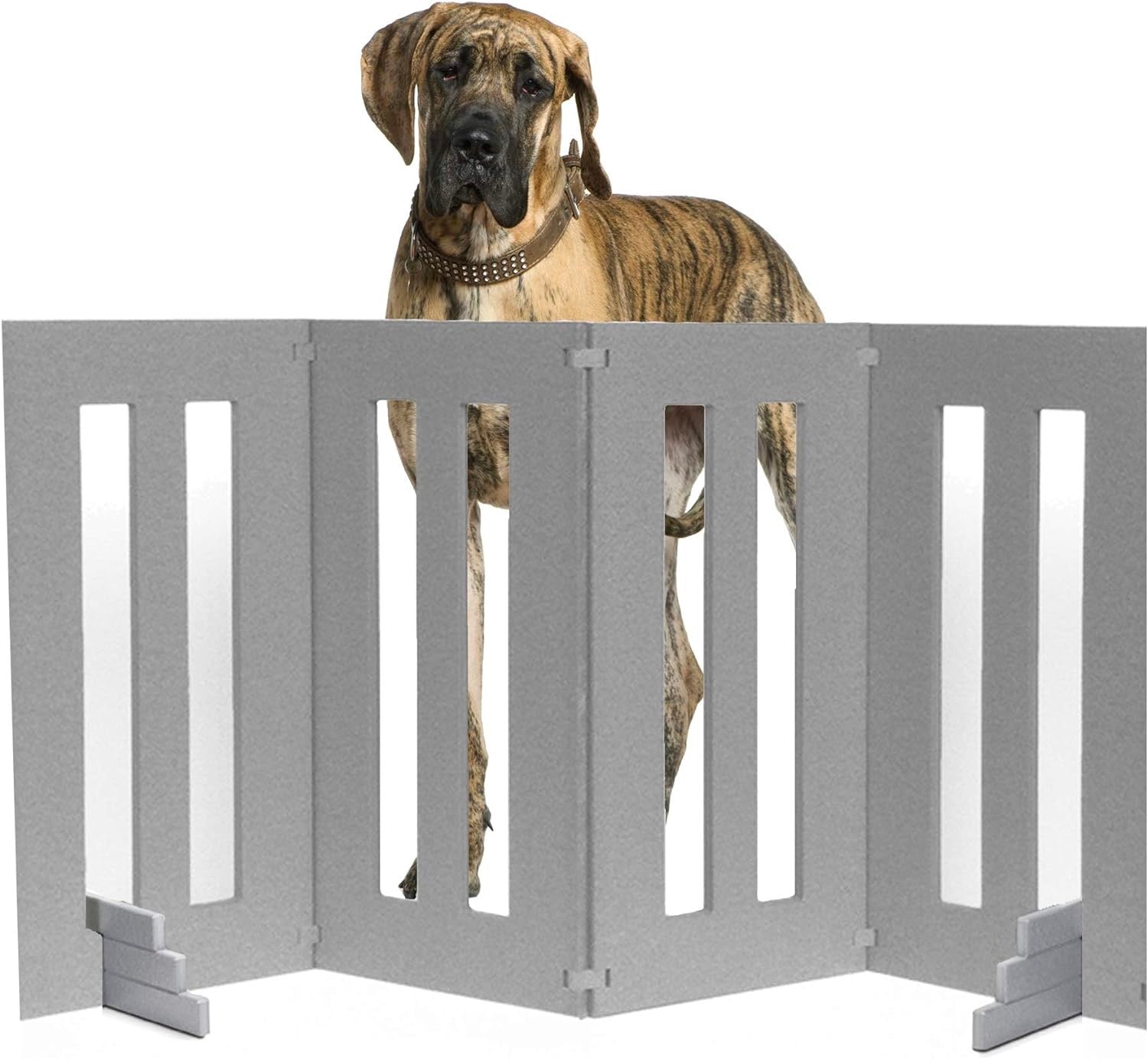 Backyard Dog 32" Tall Freestanding Outdoor Dog Gate - Weatherproof, Adjustable, Foldable Barrier (28" - 80" Extra Wide)
