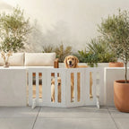 Backyard Dog 32" Tall Freestanding Outdoor Dog Gate - Weatherproof, Adjustable, Foldable Barrier (28" - 80" Extra Wide)