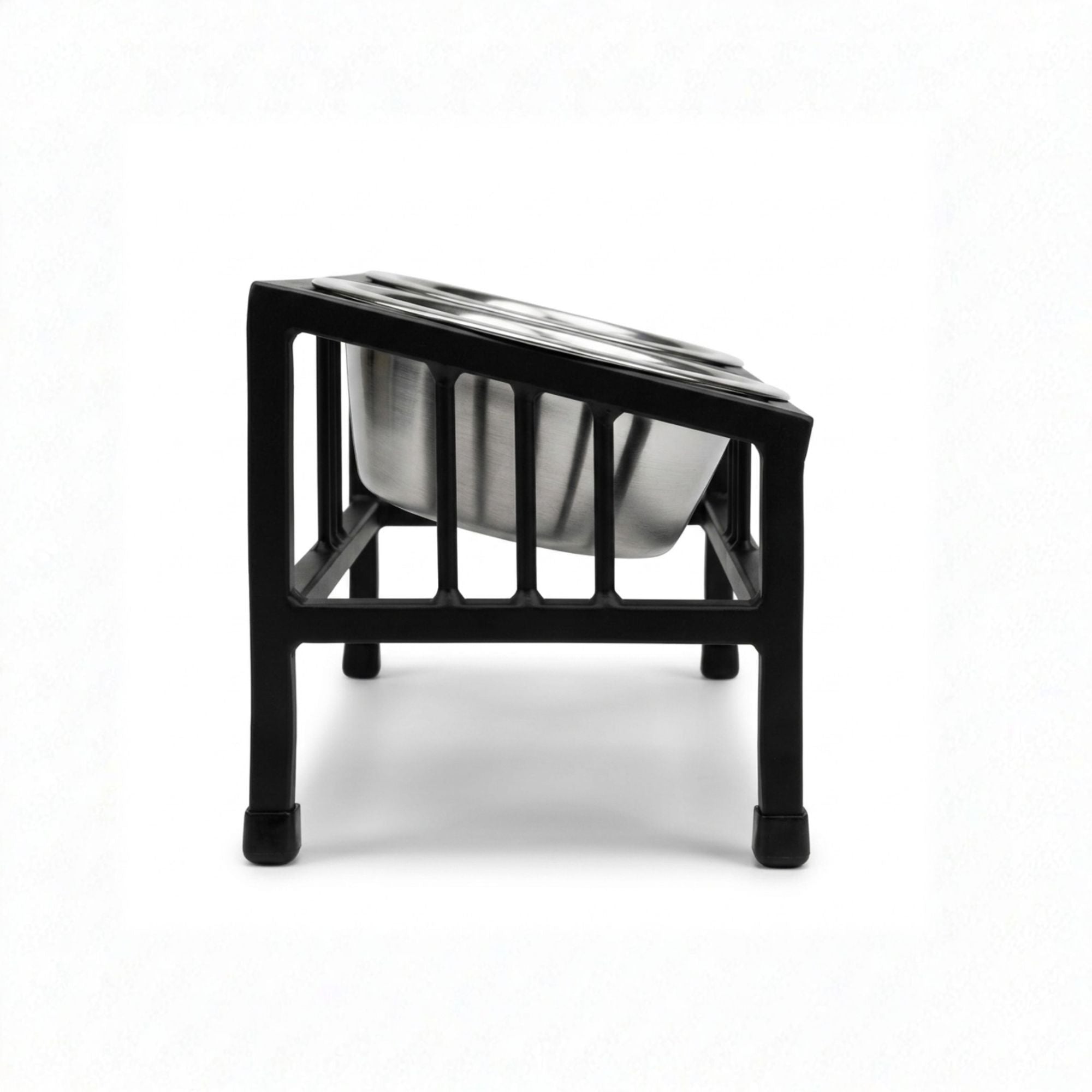 Baron Tilted Double Bowl Diner - Modern Wrought Iron Stand w/ Slanted Dog Bowls (5.5" / 8" H)