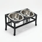 Baron Tilted Double Bowl Diner - Modern Wrought Iron Stand w/ Slanted Dog Bowls (5.5" / 8" H)