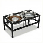 Baron Double Diner - Modern Wrought Iron, Mission Style Elevated Dog Bowl Stand (5.5" / 8" / 10" / 15" / 18")