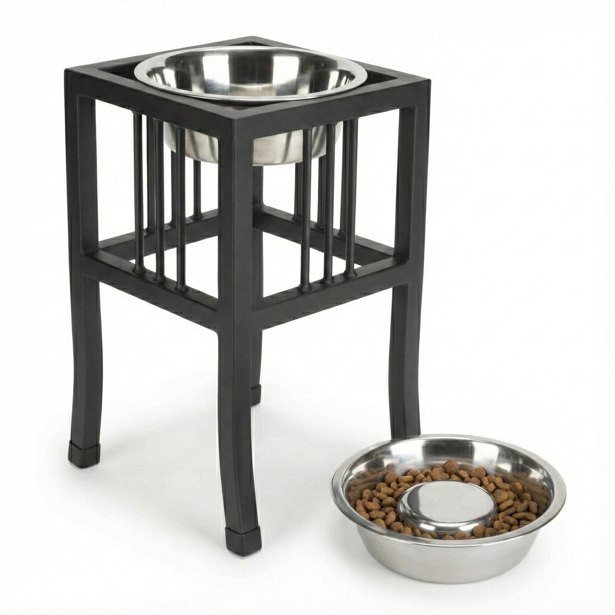Baron Single Diner 18" Tall XL - Wrought Iron Stand, Elevated Dog Bowl Food, Water