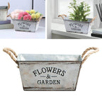 Zevolim| Decorative flower and garden container made of metal with hemp rope handles