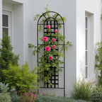 Chaucer Metal Plant Trellis - 72" Tall, Architectural Black Wrought Iron Metal, Single Panel w/ Feet, Indoor / Outdoor