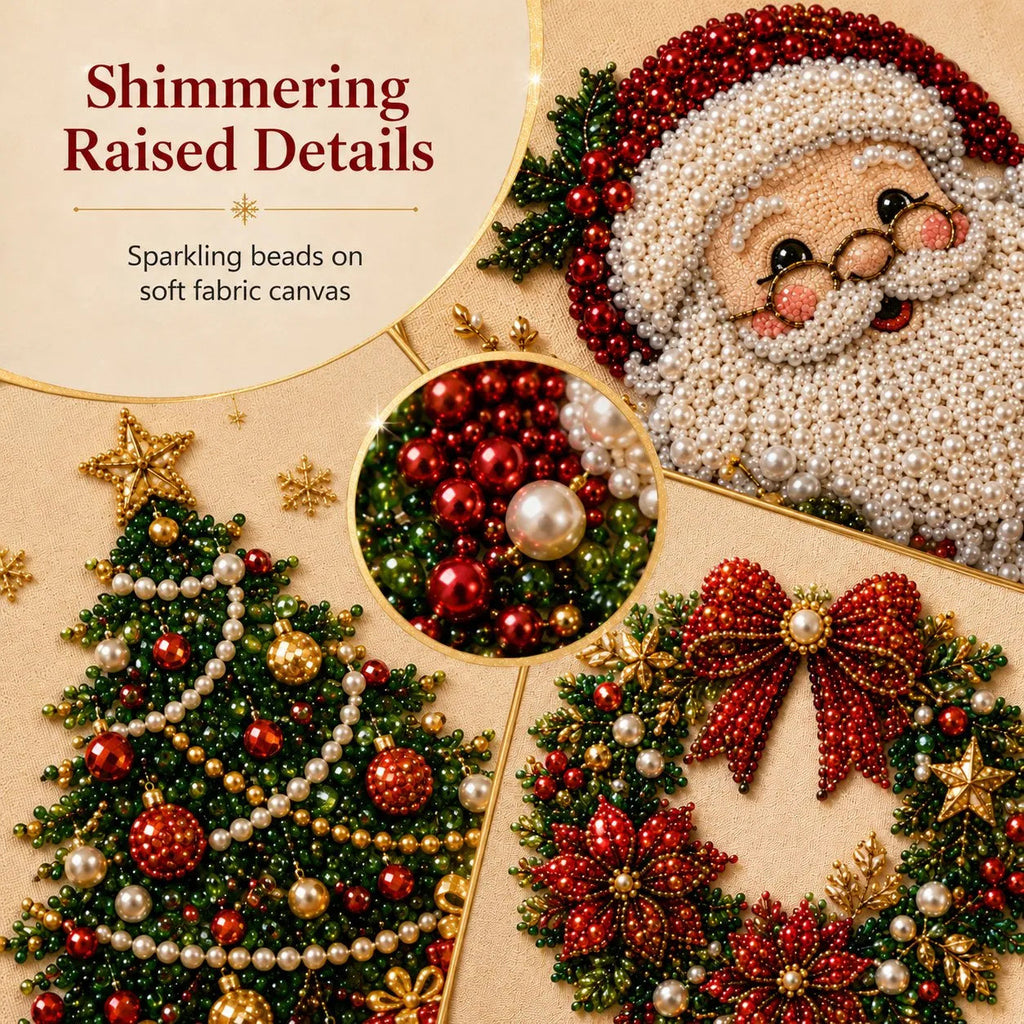 DIY Christmas Pearl Art Kit with Frame – 3D Bead Craft Decor