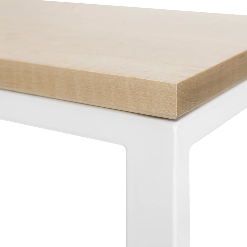 Ciocco Console Table - Modern Wood and White Steel Base (28" L x 10" Deep x 29" Tall)