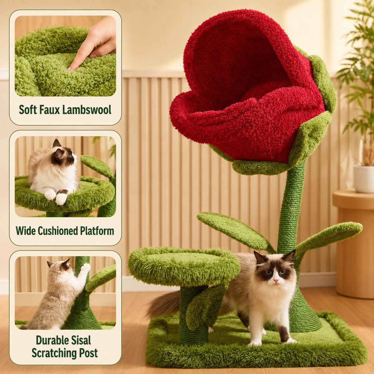 Monster Petal Cozy Cat Climbing Tower Bed