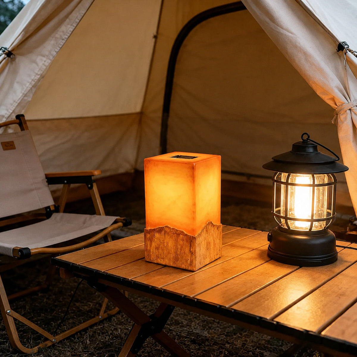 Chargeable Solid Wood LED Night