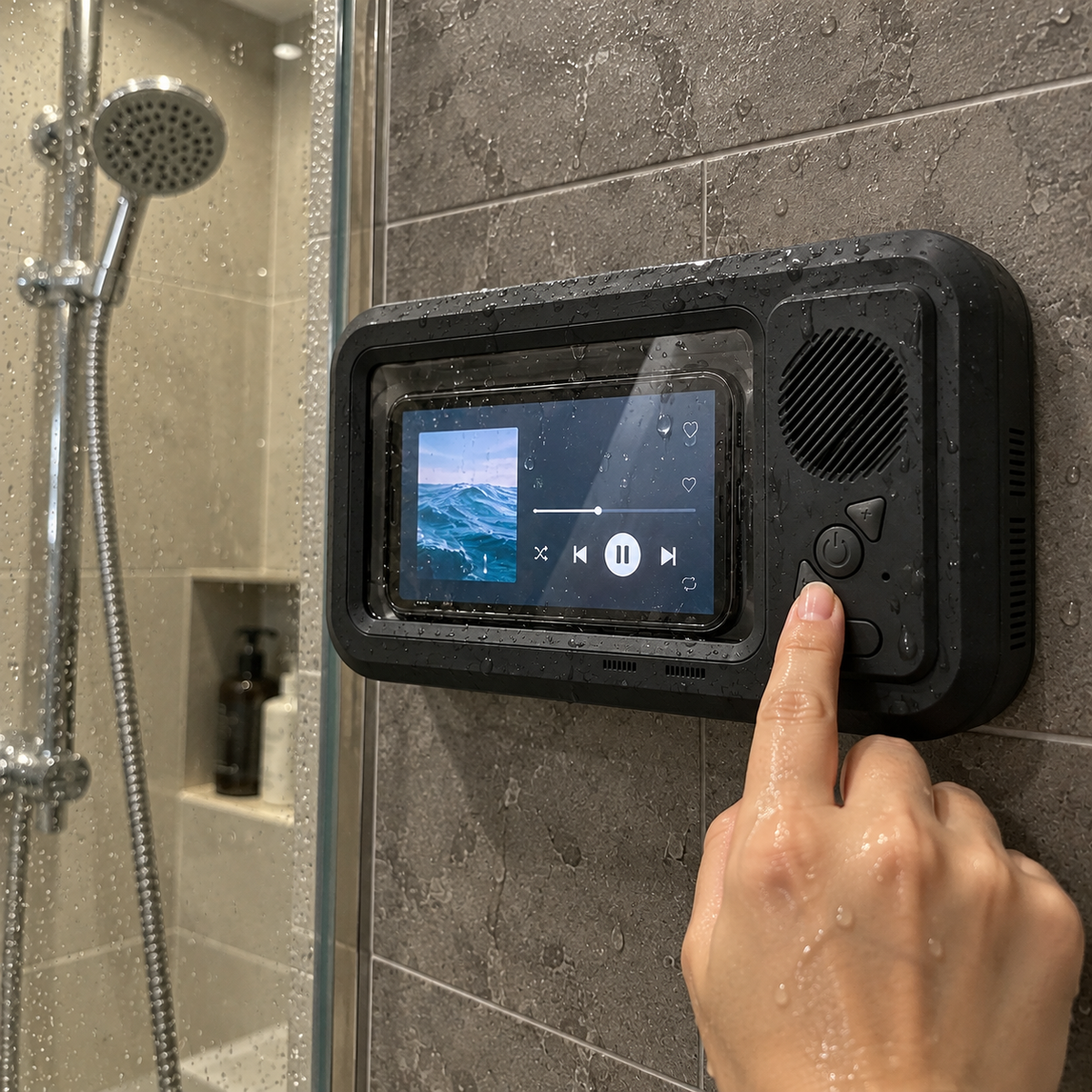 Shower Jam Waterproof Phone Holder Speaker
