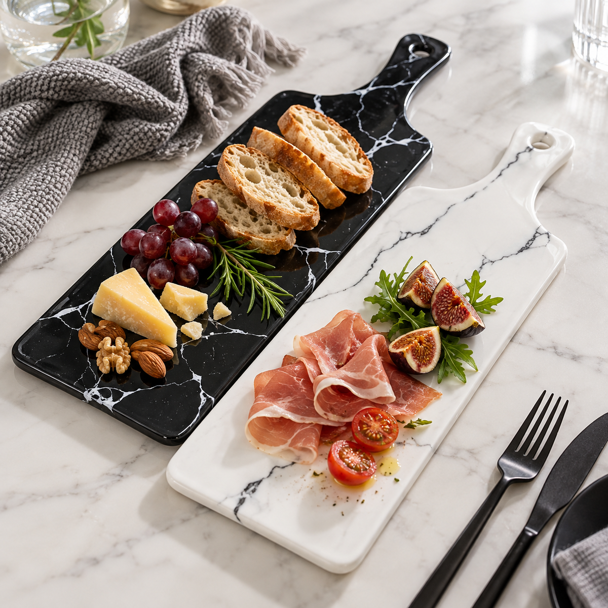 Luxury Ceramic Creative Marble Stripe Large Pizza Plate