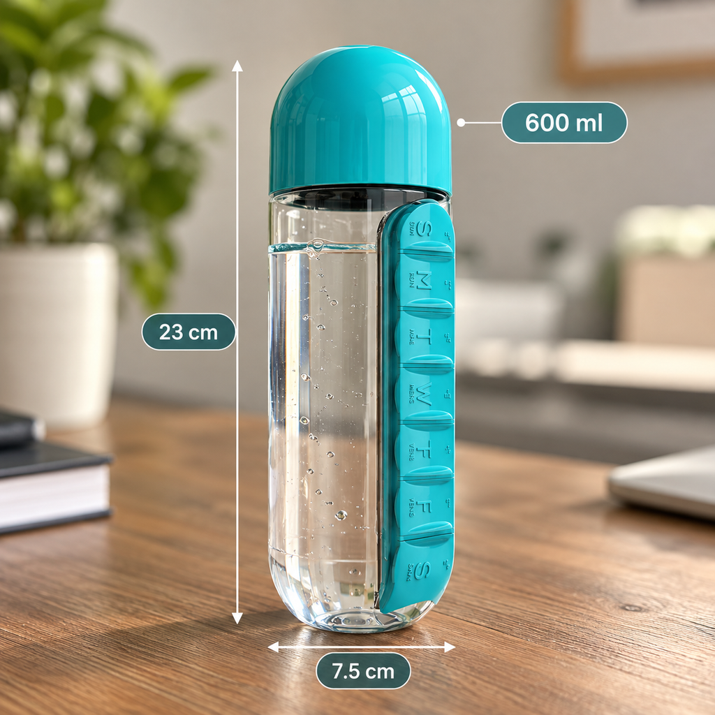 Water Bottle Daily Pill Organizer