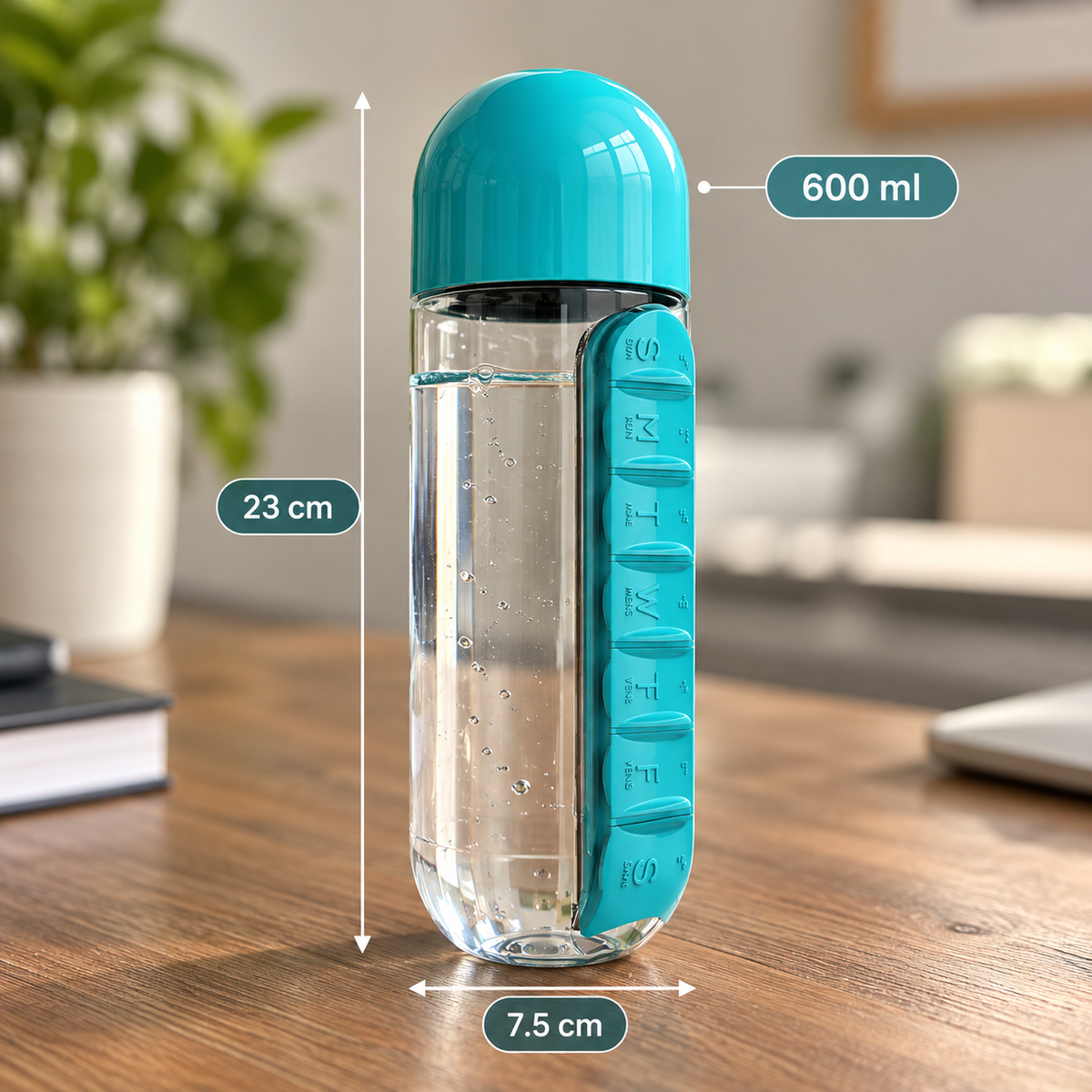 Water Bottle Daily Pill Organizer