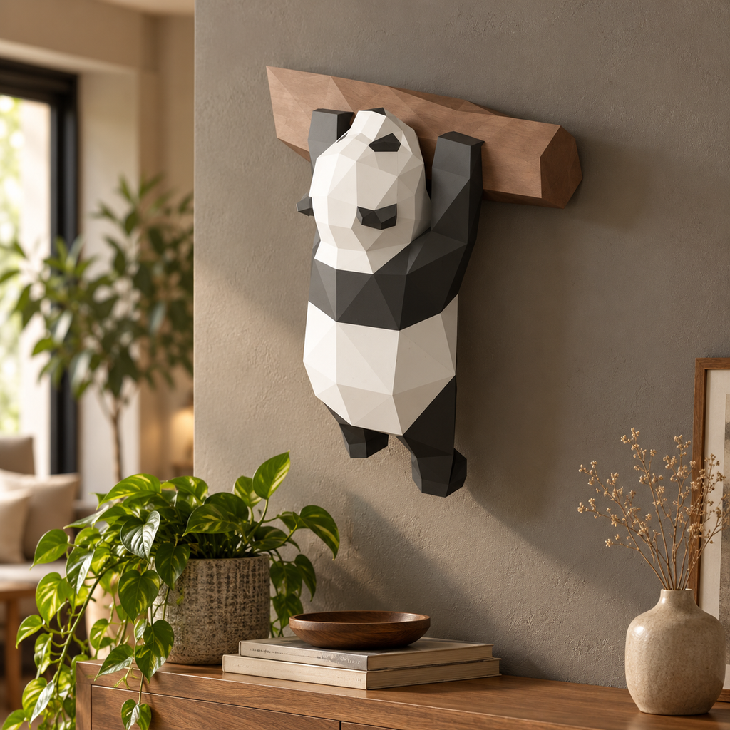 3D Geometric Handmade Panda Wall Decor