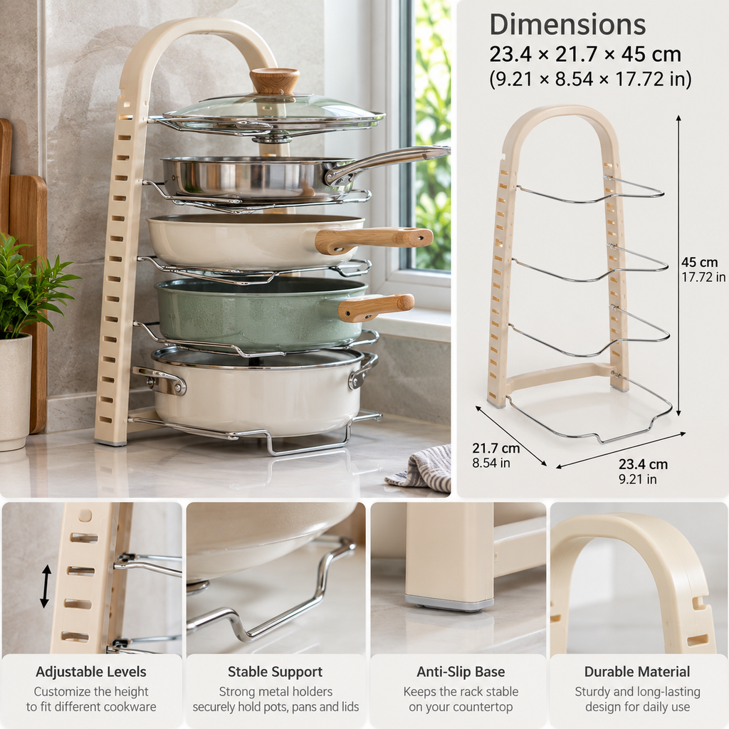 Stainless Steel Pot Lid Rack Spoon Holder