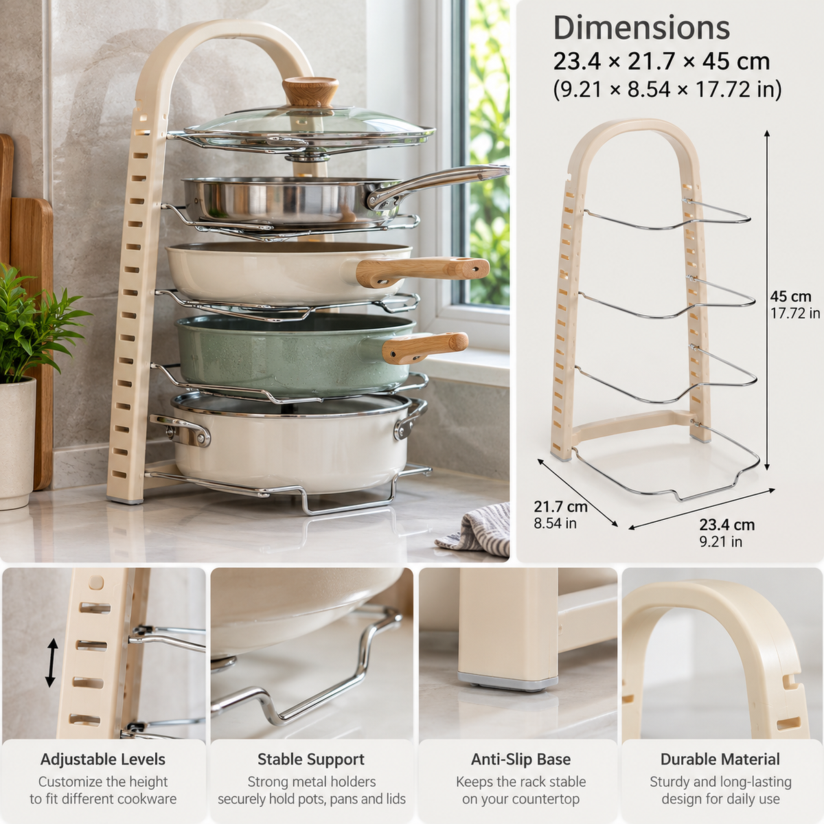Stainless Steel Pot Lid Rack Spoon Holder