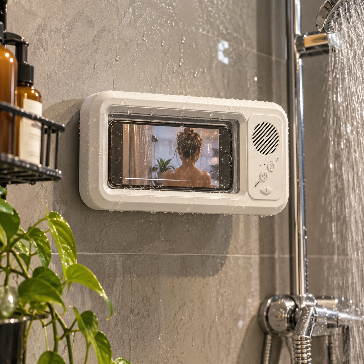 Shower Jam Waterproof Phone Holder Speaker