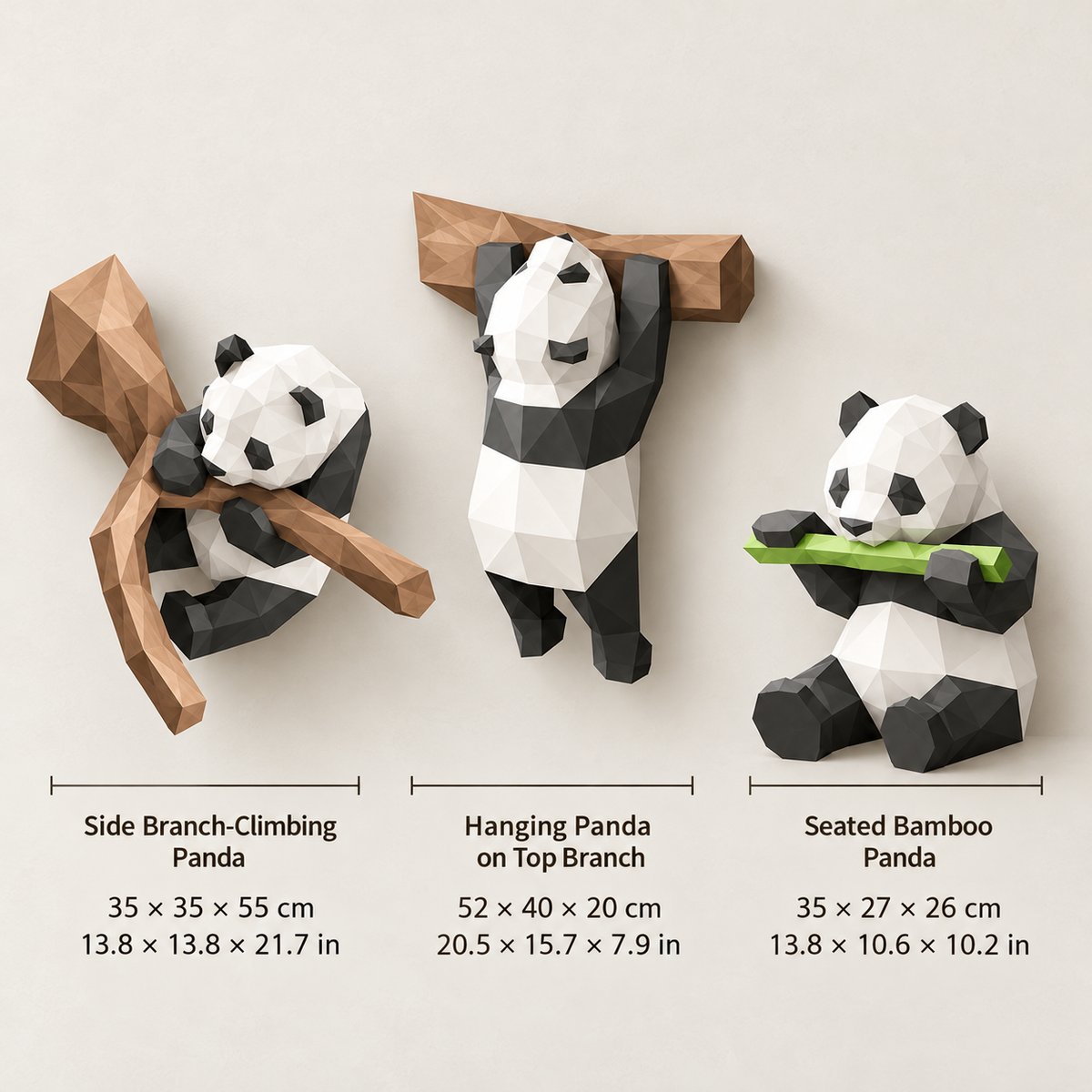 3D Geometric Handmade Panda Wall Decor