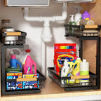 Curcura – Heavy-Duty Adjustable Steel Under Sink Organizer for Kitchen & Bathroom