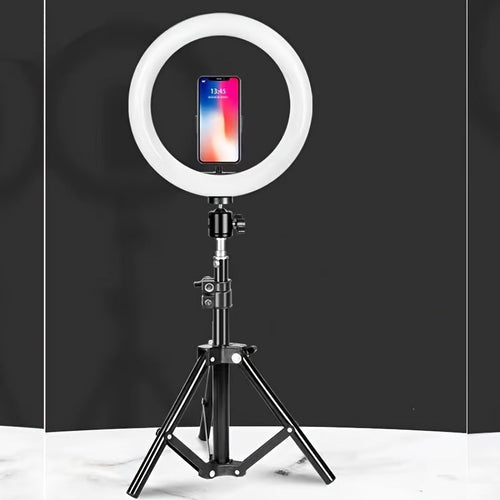 10-Inch LED Ring Light with Adjustable Stand and Phone Holder - Ideal for Makeup, Photography, and Vlogging