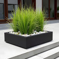 Dharti Low Profile Fiberglass Cube Planter - Modern Block Planter, Garden Bed Square (30" L x 30" W x 12" H)