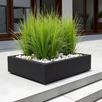 Dharti Low Profile Fiberglass Cube Planter - Modern Block Planter, Garden Bed Square (30" L x 30" W x 12" H)