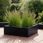 Dharti Low Profile Fiberglass Cube Planter - Modern Block Planter, Garden Bed Square (30" L x 30" W x 12" H)