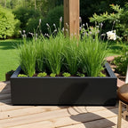 Dharti Low Profile Fiberglass Cube Planter - Modern Block Planter, Garden Bed Square (30" L x 30" W x 12" H)