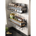 Wall-mounted kitchen shelf made of steel, no drilling