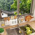 Wall-mounted kitchen shelf made of aluminum without drilling