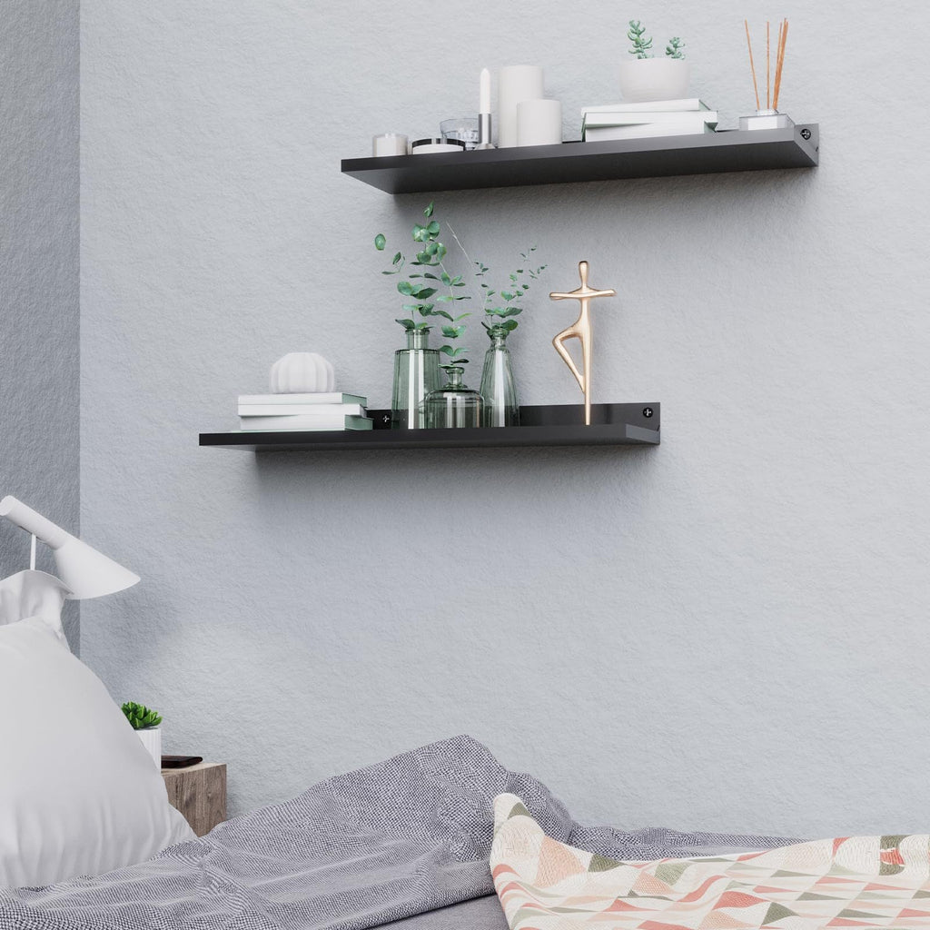 Acrylic wall shelf, black, no drilling